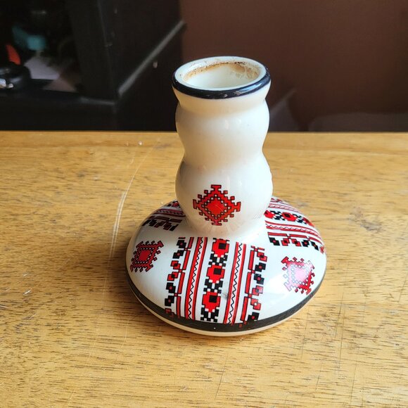 Decaled Ukrainian Ceramics Canadian Candle Holder GUC SEE PICTURES RARE "BIN B" - Picture 1 of 9